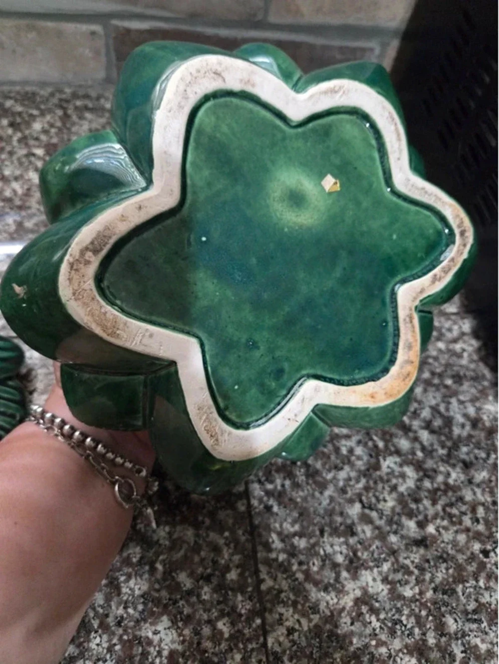 Vintage festive green ceramic Christmas tree cookie
